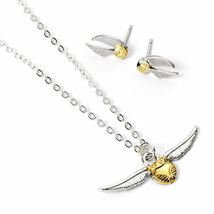 Official Harry Potter Golden Snitch Necklace and Earrings Gift Set