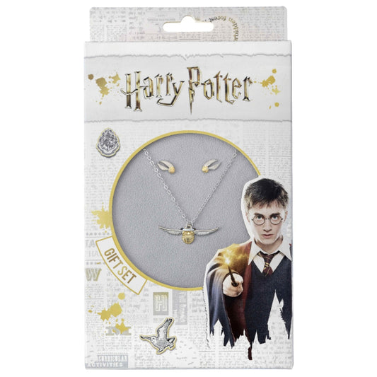 Official Harry Potter Golden Snitch Necklace and Earrings Gift Set
